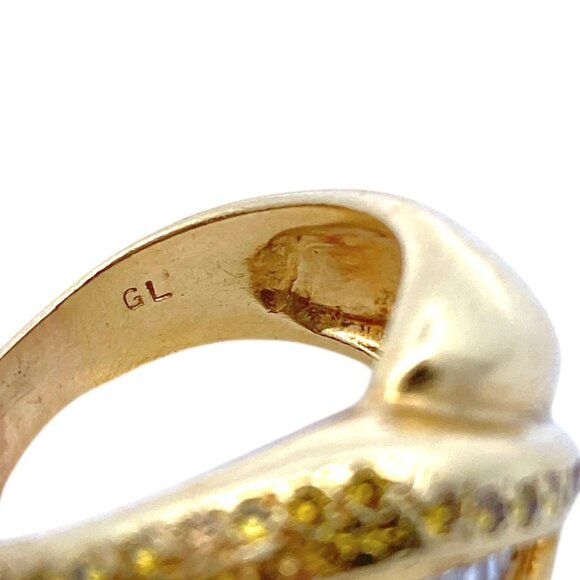 Vintage 18K Gold Yellow and White Diamond Ring
